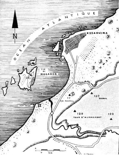 Îles Purpuraires, l’île de Mogador et le littoral actuel (Jodin 1967, 14).