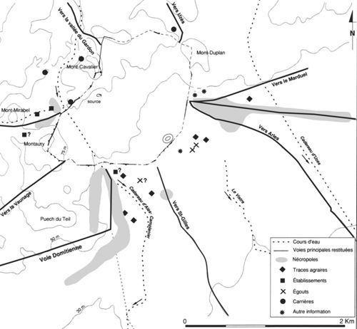 L’occupation du territoire suburbain de Nîmes, d’après Monteil 1999 (note 16). 
