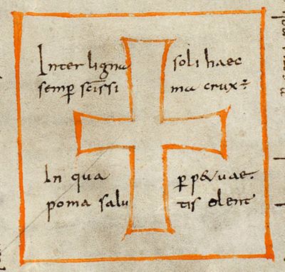 Plano de Saint Gall (St. Gallen, Stiftsbibliothek, Cod. Sang. 1092), cruz del cementerio.