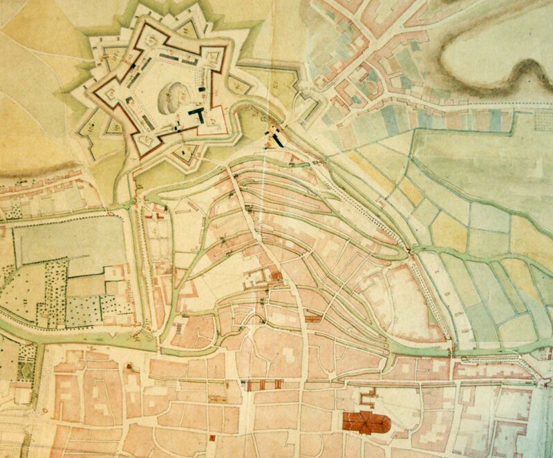 Extrait du plan de la ville d’Amiens et de sa citadelle, 
XIXe siècle, AD 80, 1 Fi 360 (cliché C. Cloquier).
