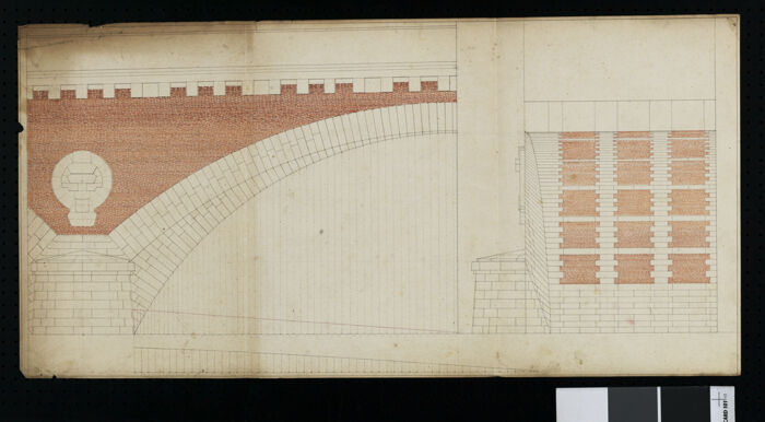 Élévation et sous-face d’une demi-travée d’une arche, anonyme, ca. 1818 
(Archives de Bordeaux Métropole, Bordeaux 132 O 1).
