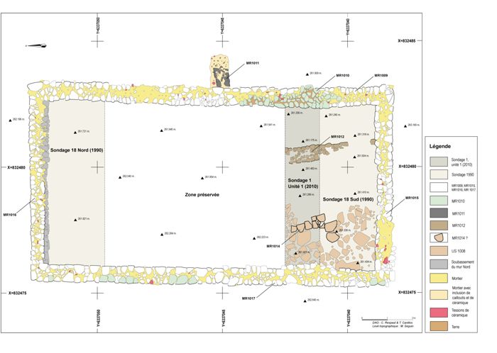 Vectorised plan of the structure under study, Camp de César oppidum, Gard 
(CAD C. Respaut and T. Canillos; topographical survey M. Seguin).