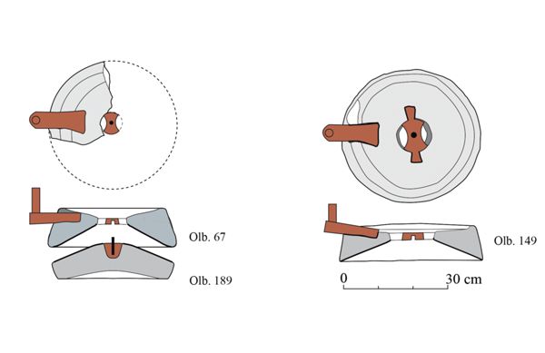 Reconstruction the driving fittings of basalt rotary querns (Jaccottey & Cousseran-Néré 2017).