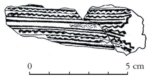  Tumulus du Gros Guignon à Savigné (Vienne). Fragment de manche de simpulum (dessin D. Tauvel, révisé).