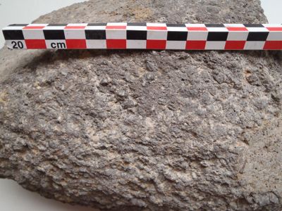 Macroscopic view of a massive basalt (La Courgoulude, Fs 10501, US 10501-I. Daveau, Inrap).