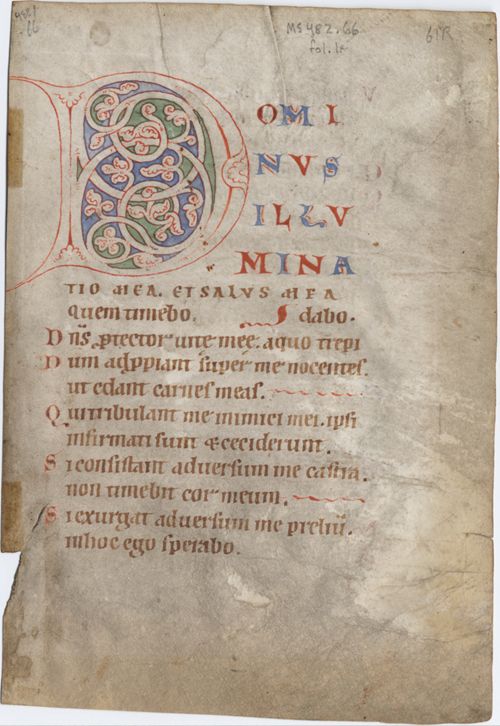 CPsautier (Gallican, fragment), 1150-1199). Yale, Beinecke Ms. 482.66.