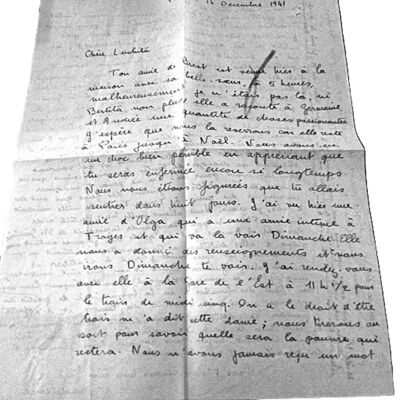 Lettre de Madeleine du 16 décembre 1941 à sa « chère Luchita », collection Truel Nicot.