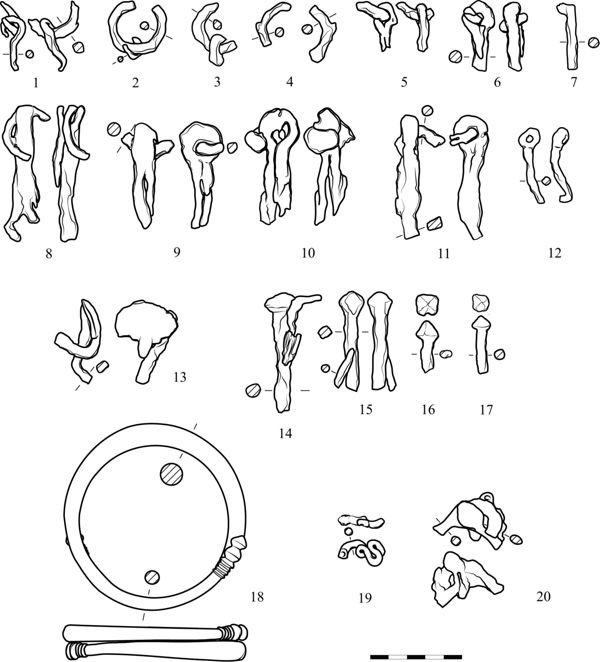 The grave goods of the tomb Ca’ Morta 255 (drawings by M. Rapi).