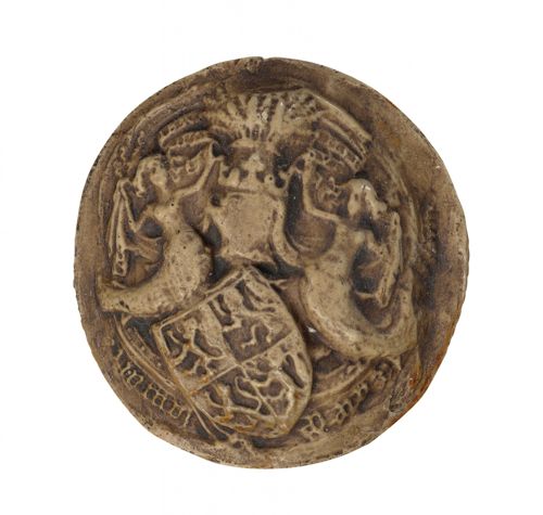 Moulage de l’empreinte du sceau de Bernard d’Armagnac, comte de Pardiac, 1444 (D. 855) et sigilla (http://www.sigilla.org/fr/sgdb/empreinte/51705).