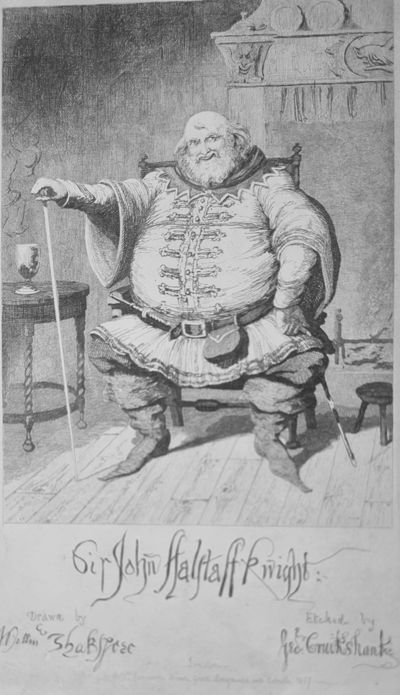 “Sir John Falstaff”, by George Cruikshank, lithograph, 1858 © Author’s collection.