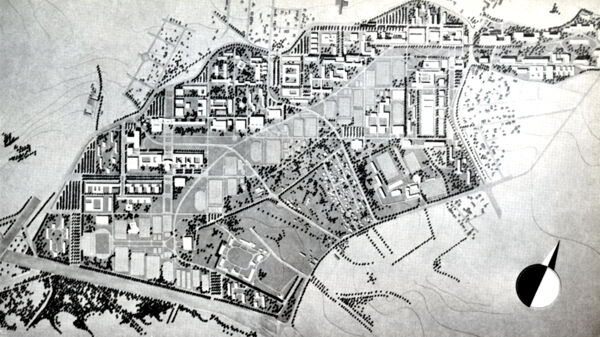 Fig. 4. Plan de l’extension du domaine universitaire par Louis Sainsaulieu (CNAM/SIAF/CAPA/Archives d’architecture du XXe siècle, fonds DAU 133 IFA 225/1).