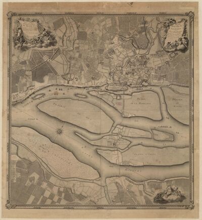 Fig. 1. Plan de la ville et de ses faubourgs, levé par François Cacault en 1750 et 1757 (Archives Municipales de Nantes (AMN) II 157/6).