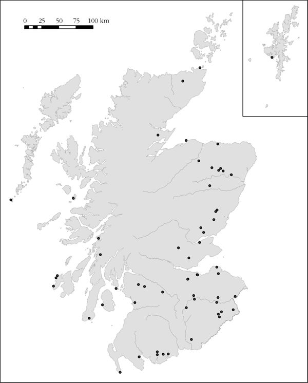  The larger forts (occupying 2 ha or more) of Scotland (Source: authors; cartography Dr Shelly Werner).