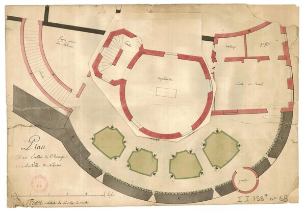 Fig. 7. Amphithéâtre de chirurgie, dessin de Nicolas Portail, 1743, plan du rez-de-chaussée (AMN II 158/68).