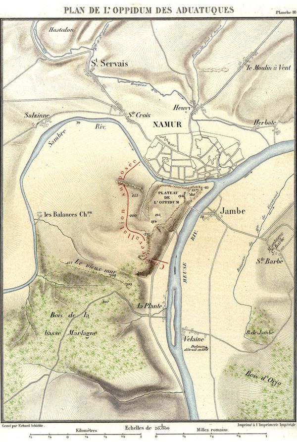 Plan de l’oppidum des Aduatuques (d’après Napoléon III, pl. 10).