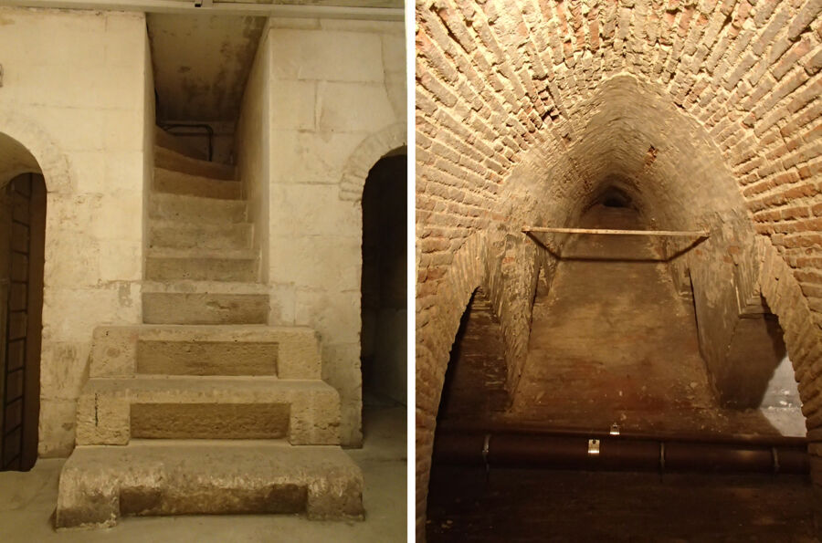 Escalier d’accès et galeries intérieures du pont (Bordeaux Métropole, Direction voirie et ouvrages d’art).
