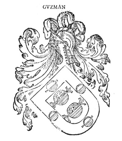 Armas de los Guzmán en la Nobleza de Andalucía (Gonzalo Argote de Molina, 1588: fol. 170r).