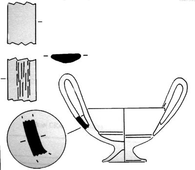  Chassey (Bourgogne), vase en céramique grise archaïque qui reproduit un canthare étrusque, VIe siècle (Gran-Aymerich 2002, fig. 7).