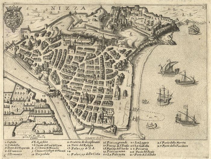 Fig. 4. Plan perspective de Nice, 1625, Jacob Laurus (Archives Municipales Nice, 1 Fi 90/04).