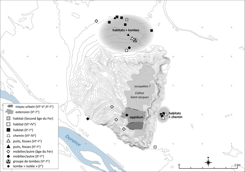 Plan de situation des vestiges de Cavaillon (cartographie B. Girard et M. Serieys d’après des sources multiples).