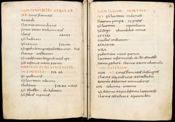 Einsiedeln, Stiftsbibliothek, Codex 326(1076), fols. 79v-80 (Itinerario Einsiedeln).