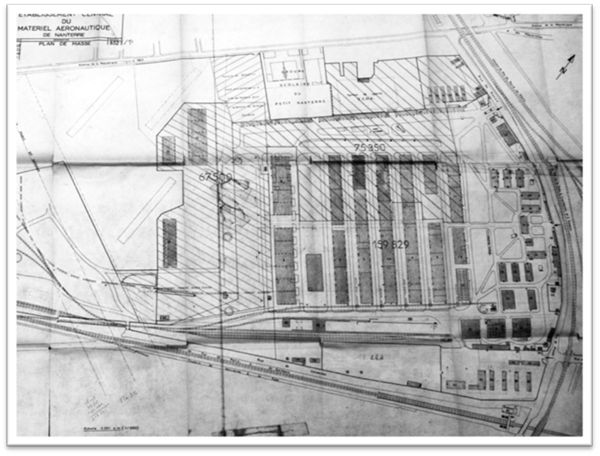 Fig. 1. Plan masse de l’ECMA, l’Établissement central de matériel aéronautique, 19 janvier 1961 (Archives de l’université).