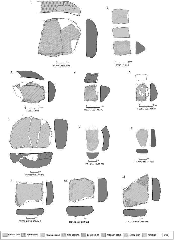 Turó de la Font de la Canya. Upper stones: First Iron Age, 1; Early Iberian period, 2-5. Lower stones: First Iron Age, 6-8; Early Iberian period, 9-11 (infographics: K. Sablev and R. Guardiola).