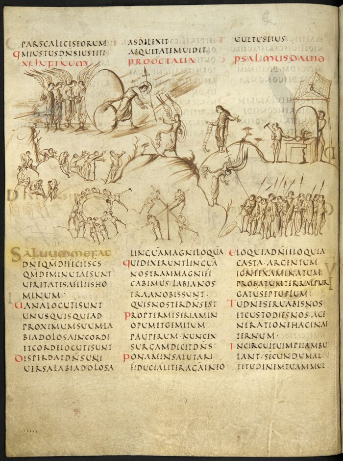 Utrecht Psalter, f. 6v. [Utrecht, Universiteitsbibliotheek, MS Bibl. Rhenotraiectinae I Nr 32]