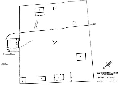 Carte des “La villa de Wasserbillig (plan de J. Krier reproduit dans Van Ossel, 1992 (note 62) fig. 152).