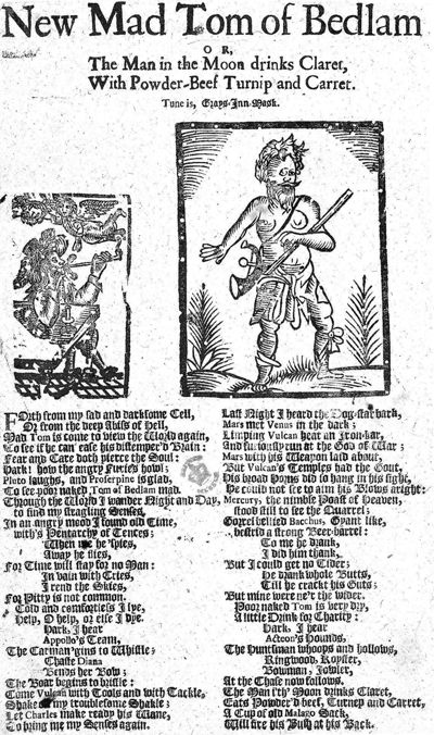 New Mad Tom o’Bedlam, 1690 © Common Use, Internet Archive.