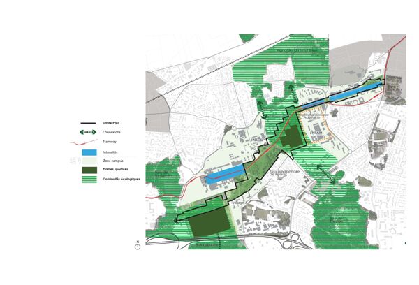Fig. 7. Le parc linéaire, trame verte unificatrice du territoire (étude TER, 2014).