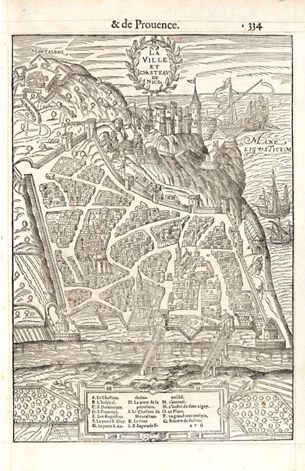 Fig. 3. La ville et chasteau de Nice, vers 1575, François de Belleforest, Cosmographie universelle.